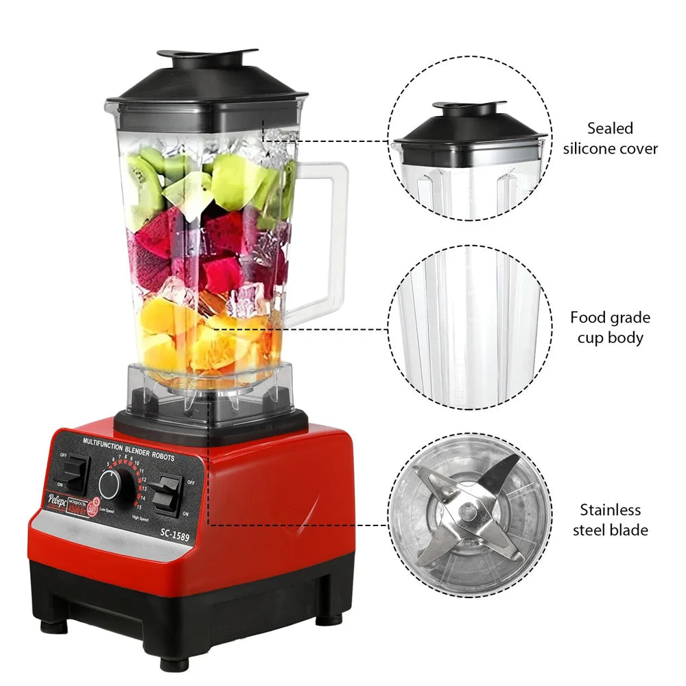 2000W Heavy due Commercial Blender Stationary Food Processor