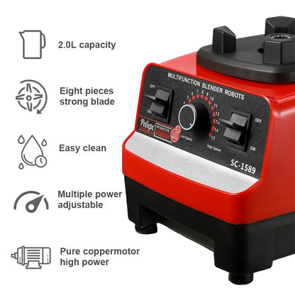 2000W Heavy due Commercial Blender Stationary Food Processor