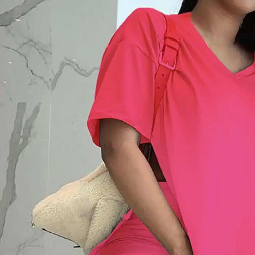 Short Sleeve Two Piece Tunic Top Bodycon Shorts