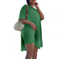 Short Sleeve Two Piece Tunic Top Bodycon Shorts